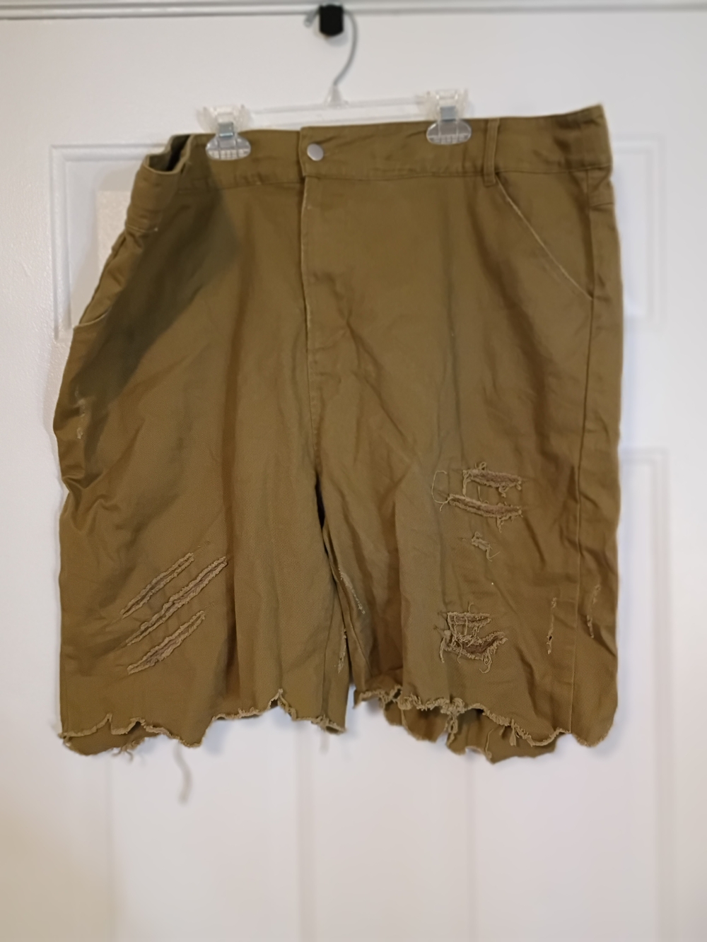 Distressed Olive Green Women's Jean Shorts
